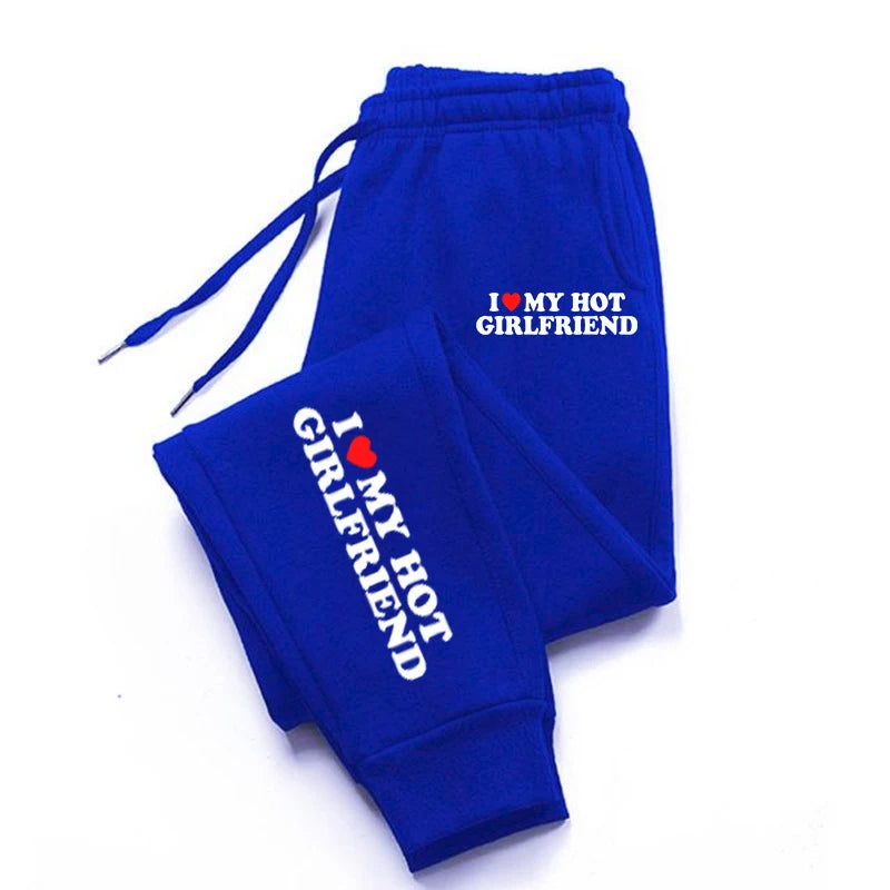 I Love My Hot Girlfriend Printing  Sweatpant Creative Fleece Sportpants Female Autumn Fashion Sweatpants For Women Sportswear