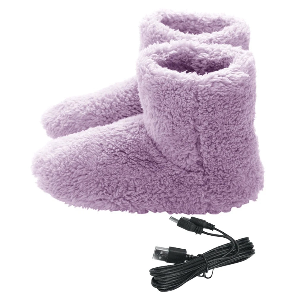 Women Men Electric Heating Shoes Washable USB Heated Shoes Couples Home Shoes for Winter