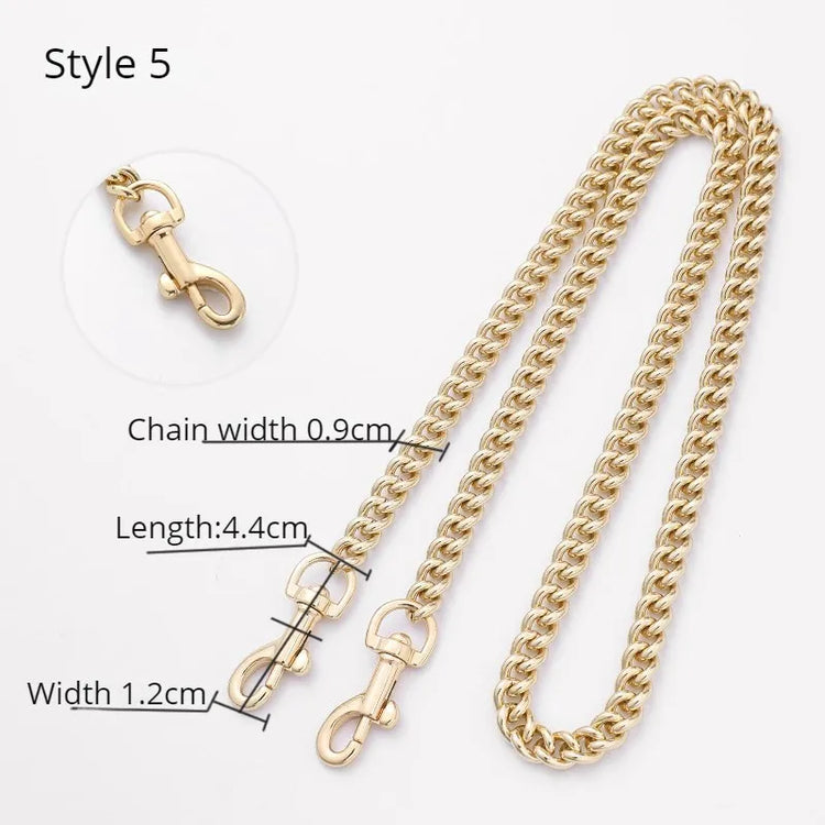 Golden Bag Chain women bag bag chain accessories Metal Extension Chains Crossbody Belt Replacement Bags Strap For Women's Bag