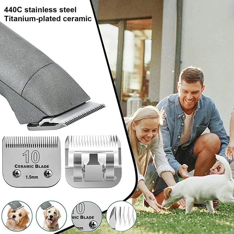 7FC Detachable Pet Dog Clipper Blades Compatible With For Most Andis, Oster A5, Wahl km Clippers, Ceramic &Carbon Steel Blade
