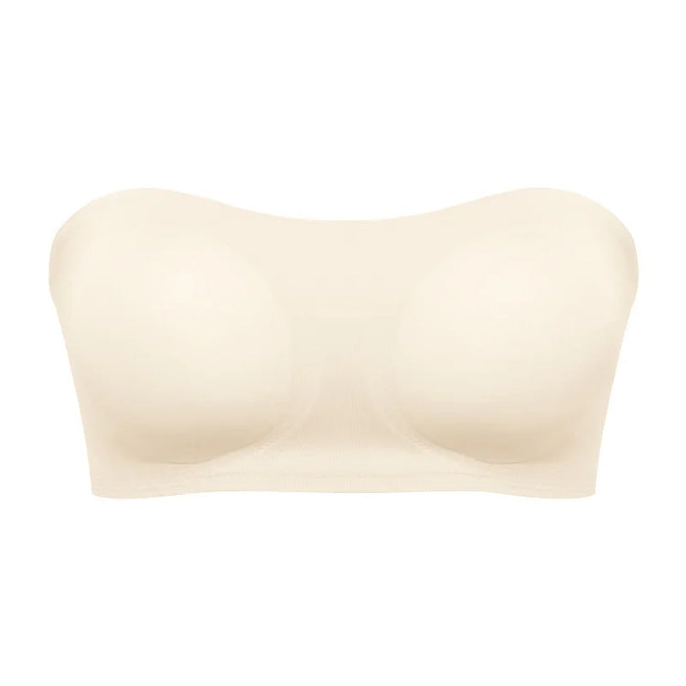 Women's Sexy Strapless Push Up Bra Removable Padded Seamless Ice Silk Top Women Invisible Beauty Back Anti-slip Off-shoulder Bra