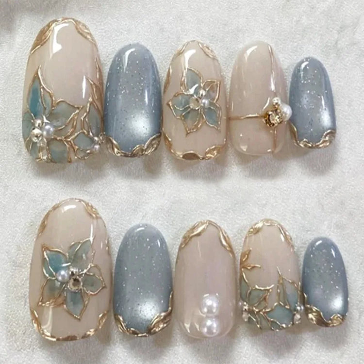 24Pcs French False Nails Almond Fake Nails with Glue Press on White Edge Design Wearable Simple Ins Pink Stiletto Nail Tips