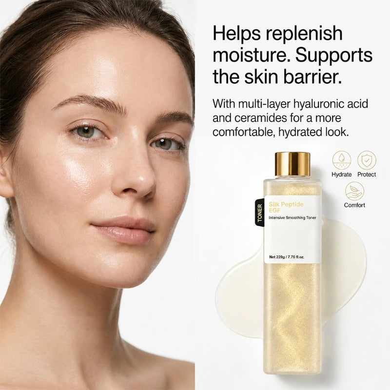EGF Silk Peptide Toner 220g Hydrate Facial Essence Water Revitalize Improve Rough Skin Revitalize Refreshing Non-sticky Texture