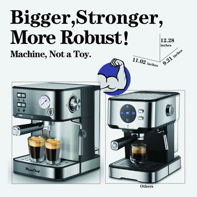 Espresso Machine 20 Bar Professional Compact Household Coffee Espresso Maker with Milk Frother Steam Wand Pressure Gauge 54oz Water Tank Low Noise and Fast Coffee Machine for Cappuccino Latte