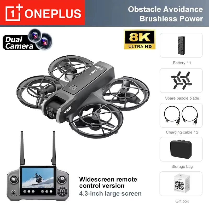 Oneplus Drone 8K Aerial HD Intelligent Avoiding Obstacle with Larger Screen Remote Control Folding Brushless Power GPS D2 Drone
