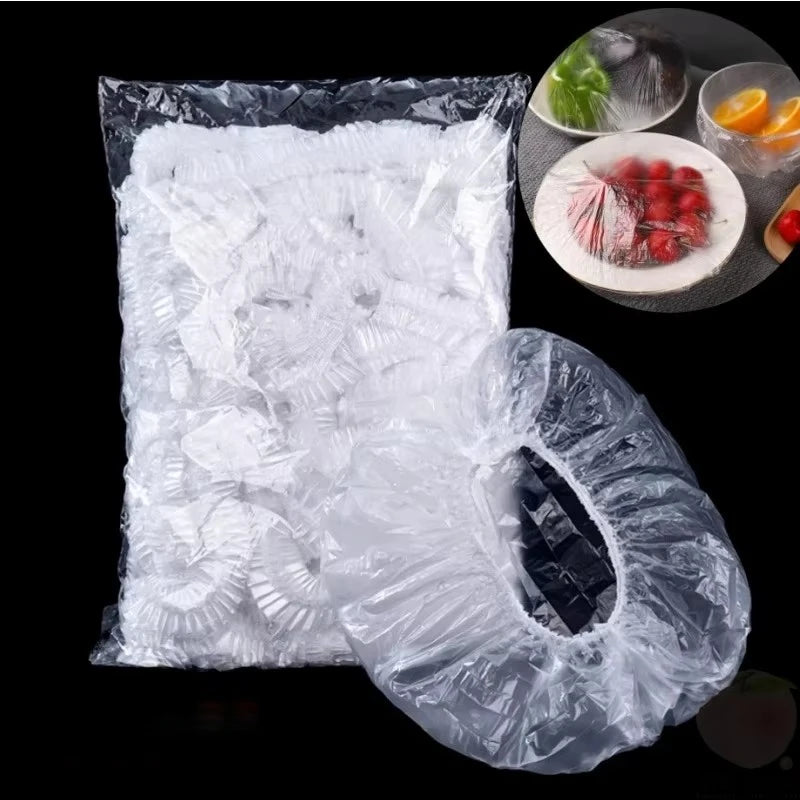 100Pcs Reusable Disposable Food Cover Plastic Wrap Durable Elastic Lids For Bowls Covers Kitchen Saver Bag