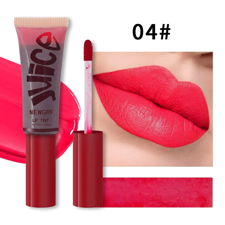 Juice Lip Tint Non-stick Cup Liquid Lipstick and Blush 2 in1 Waterproof Long Lasting Rose Red Lip Stain Makeup Pigment 1Pc