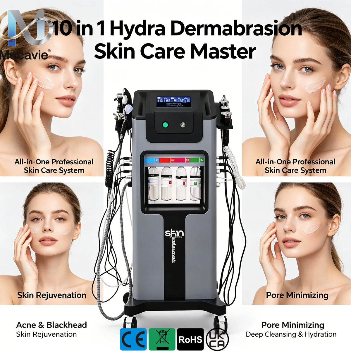 10 in 1 Hydra Dermabrasion Skin Care Master All In One Professional Water Oxygen Facial Machine Deep Cleansing Blackhead Removal