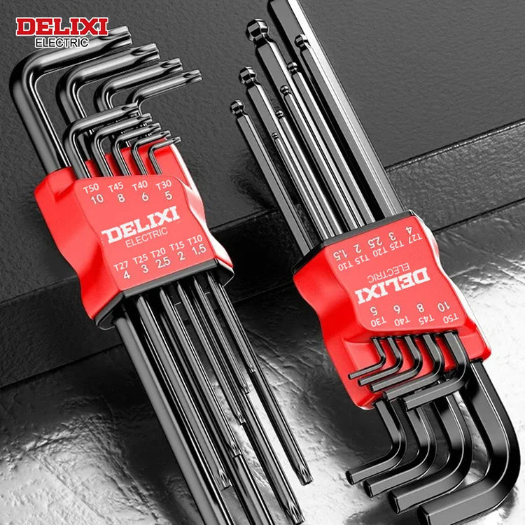 DELIXI ELECTRIC Allen Key Set，Allen Hex Wrench Screwdriver Set With Sleev Universal Torque Long Metric,for Motorcycles, Bicycles