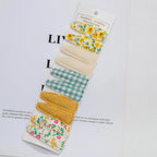 10Pcs/Lot Ins 6cm Flower Print Cotton Alloy Hair Bow Snap Clips Set Fabric Plaid Bobby Hairpins Hairgrips Girls Kids Headwear