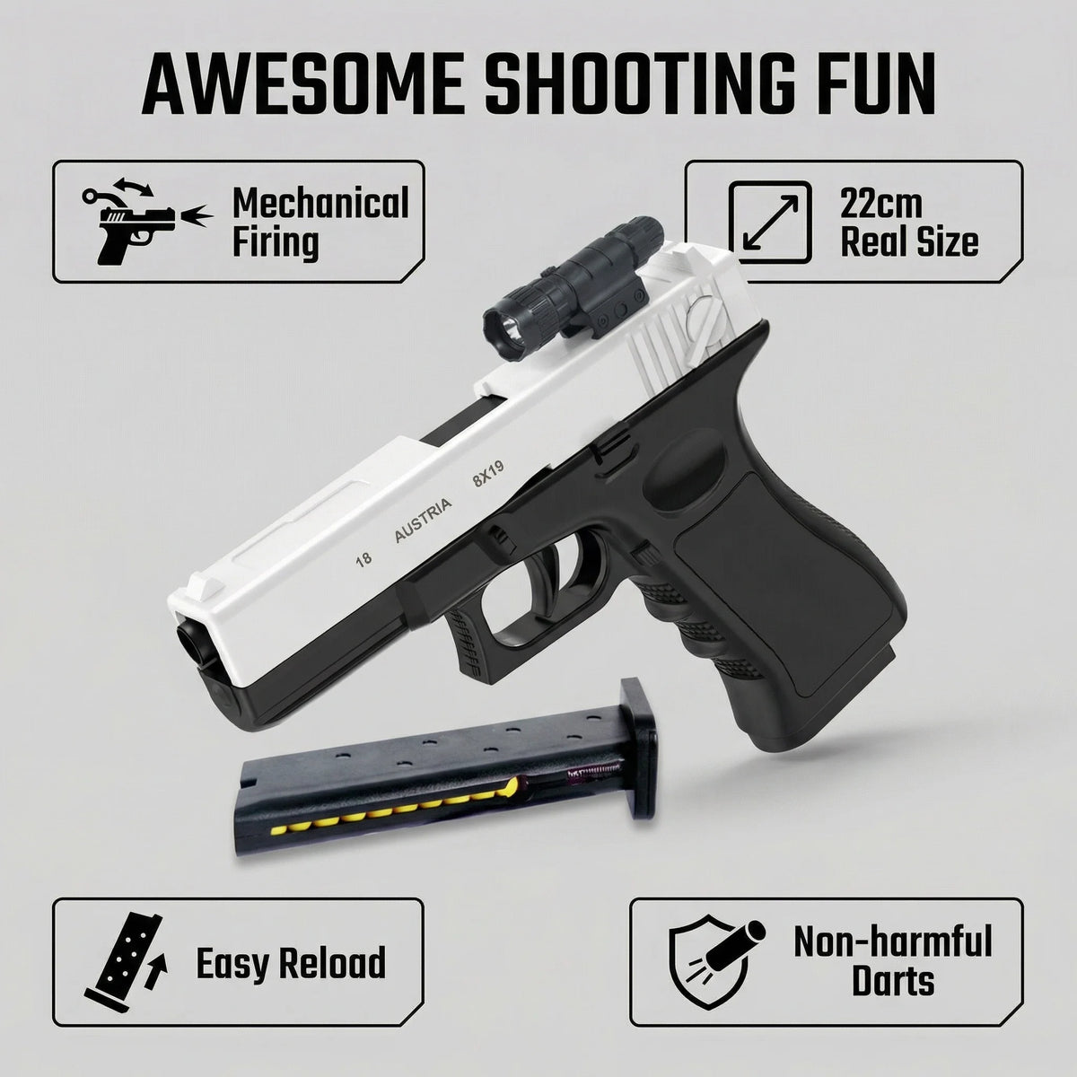 G18 Plastic Toy Gun Fires Powerful and Long-Range Soft Rubber Bullets Outdoor Sports Shooting Game Props