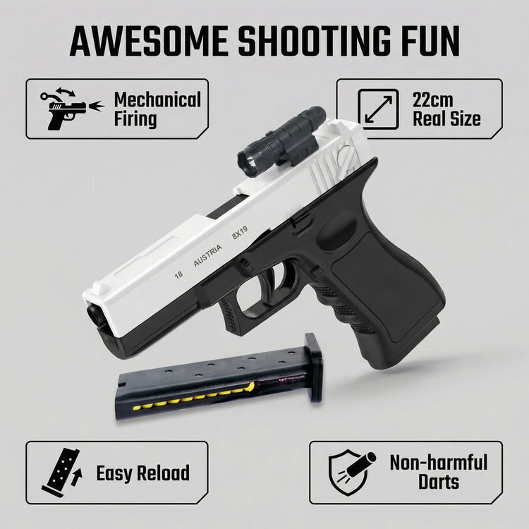 G18 Plastic Toy Gun Fires Powerful and Long-Range Soft Rubber Bullets Outdoor Sports Shooting Game Props