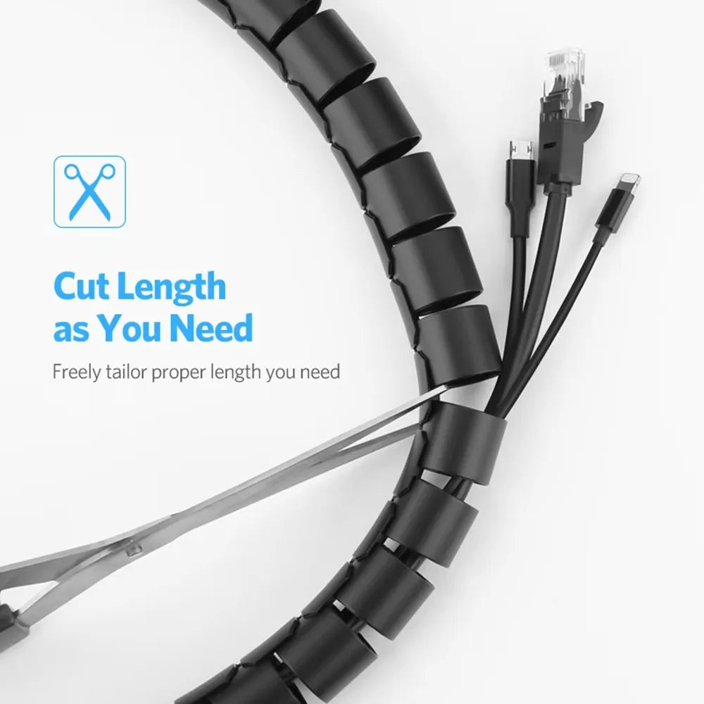 2M 32/22mm Flexible Spiral Cable Wire Protector Cable Organizer Computer Cord Protective Tube Organizer Management Tools