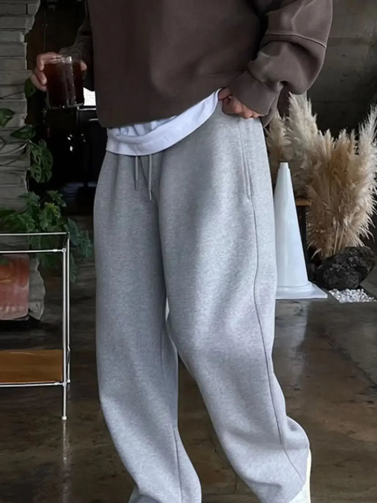 2026 American Heavyweight Sports Sweatpants for Men in The Summer of 2025, New Straight-leg Casual Wide-leg Long Pants
