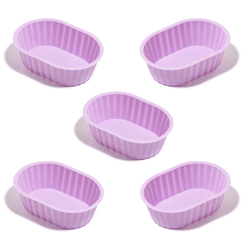 5PCS Reusable Oval Silicone Muffin Cups Non-Stick Cake Mold  Baking Mould for Air Fryer Oven DIY Brownie Pastry Bakeware