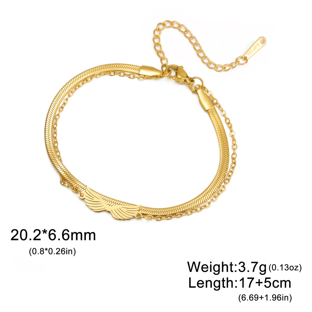 Lucktune Angel Wing Pendant Bracelet for Women Stainless Steel Beads Chain Bracelet Fashion Kpop 2025 New Jewelry Wedding Gift