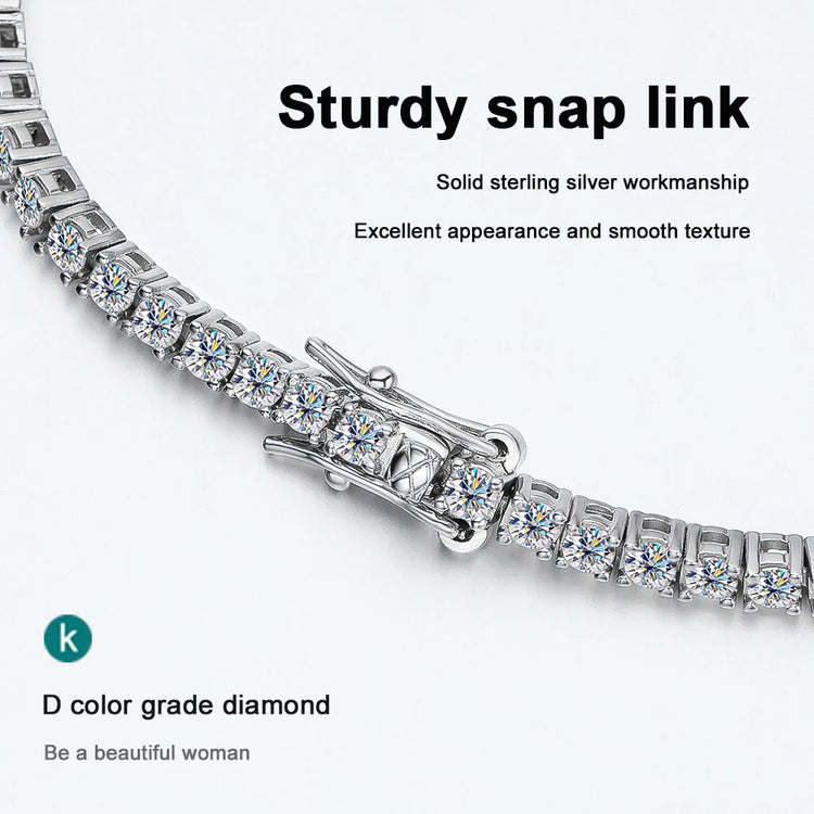 KNOBSPIN 2mm D Color Moissanite Tennis Bracelets for Woman Man Sparkling Diamonds with GRA s925 Sterling Sliver Hip Hop Bracelet