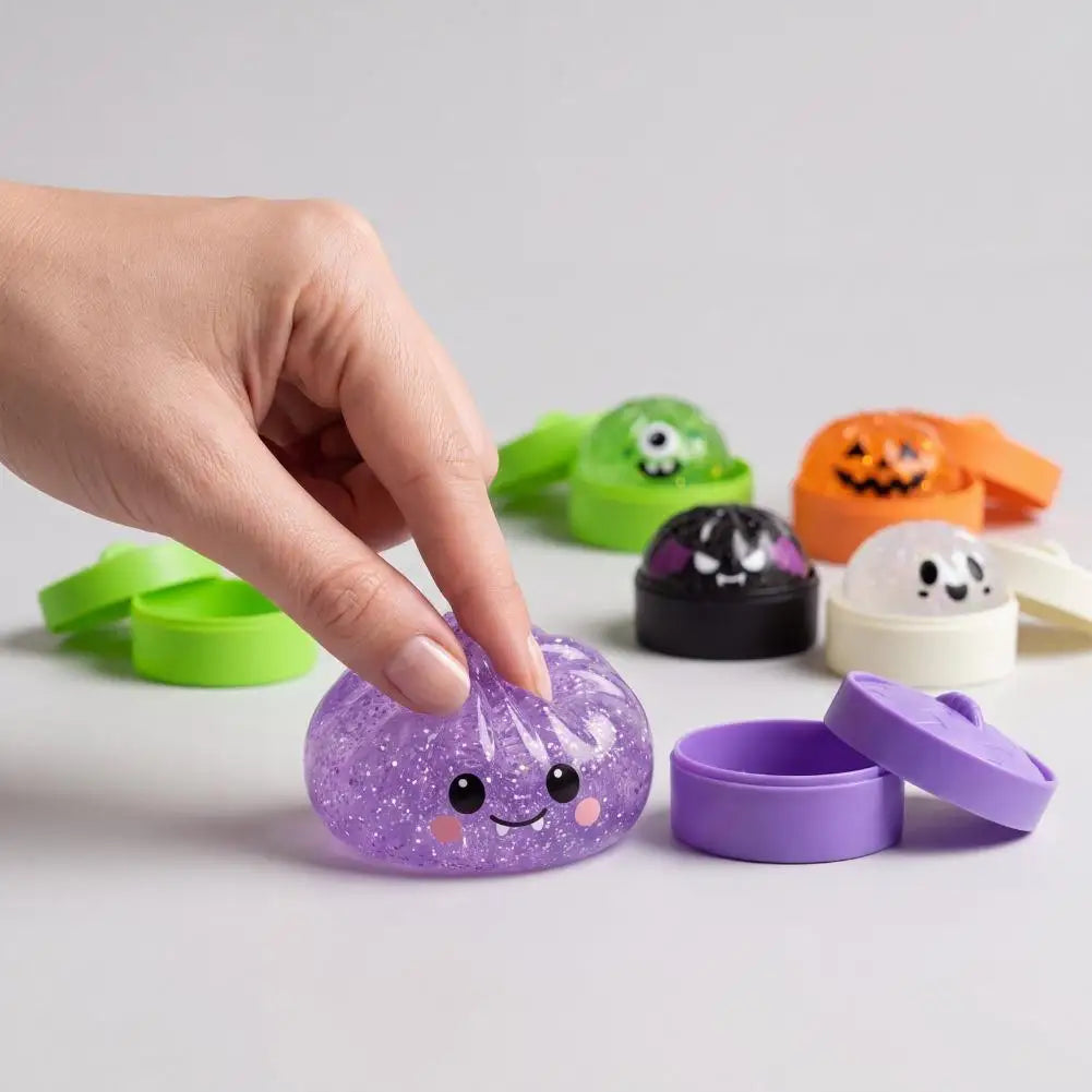 HalloweenTheme Squishy Dumpling Toy With Steamed Box,Halloween Gift Slow Rising Funny Sensory Toy Decompression Soft Squeeze Toy