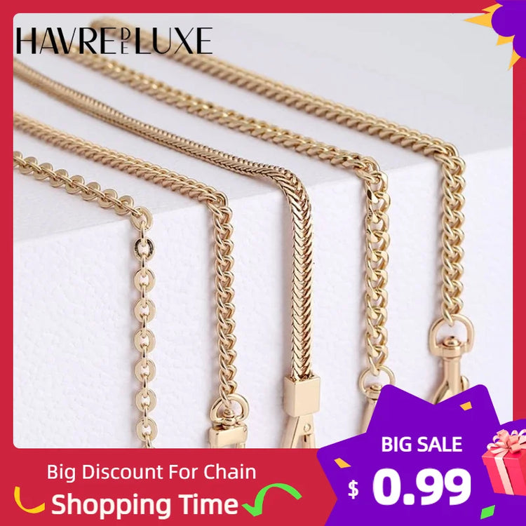Golden Bag Chain women bag bag chain accessories Metal Extension Chains Crossbody Belt Replacement Bags Strap For Women's Bag