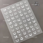 Wicked Pumpkin Expression Horror Face Dark Halloween Metallic Flat Cute Spooky Adhesive Nail Charms Art Sticker Manicure Decals