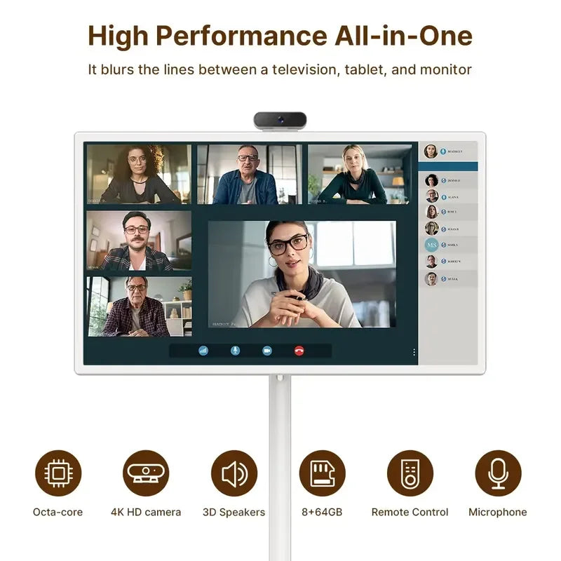 27 Inch Wireless Portable Smart Touch Screen Mobile TV 180 Degree Rotation Stand Adjustable Monitor For Gaming Office Home