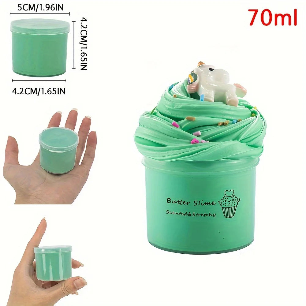 70ML Fluffy Butter Slime Kit With Scented DIY Slime Pineapple Fruit Charms Slime Super Soft And Non-Sticky Birthday Gift Toys