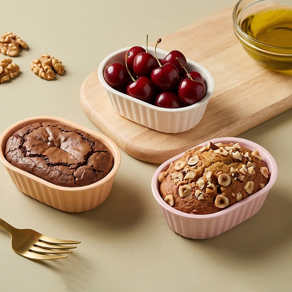 5PCS Reusable Oval Silicone Muffin Cups Non-Stick Cake Mold  Baking Mould for Air Fryer Oven DIY Brownie Pastry Bakeware