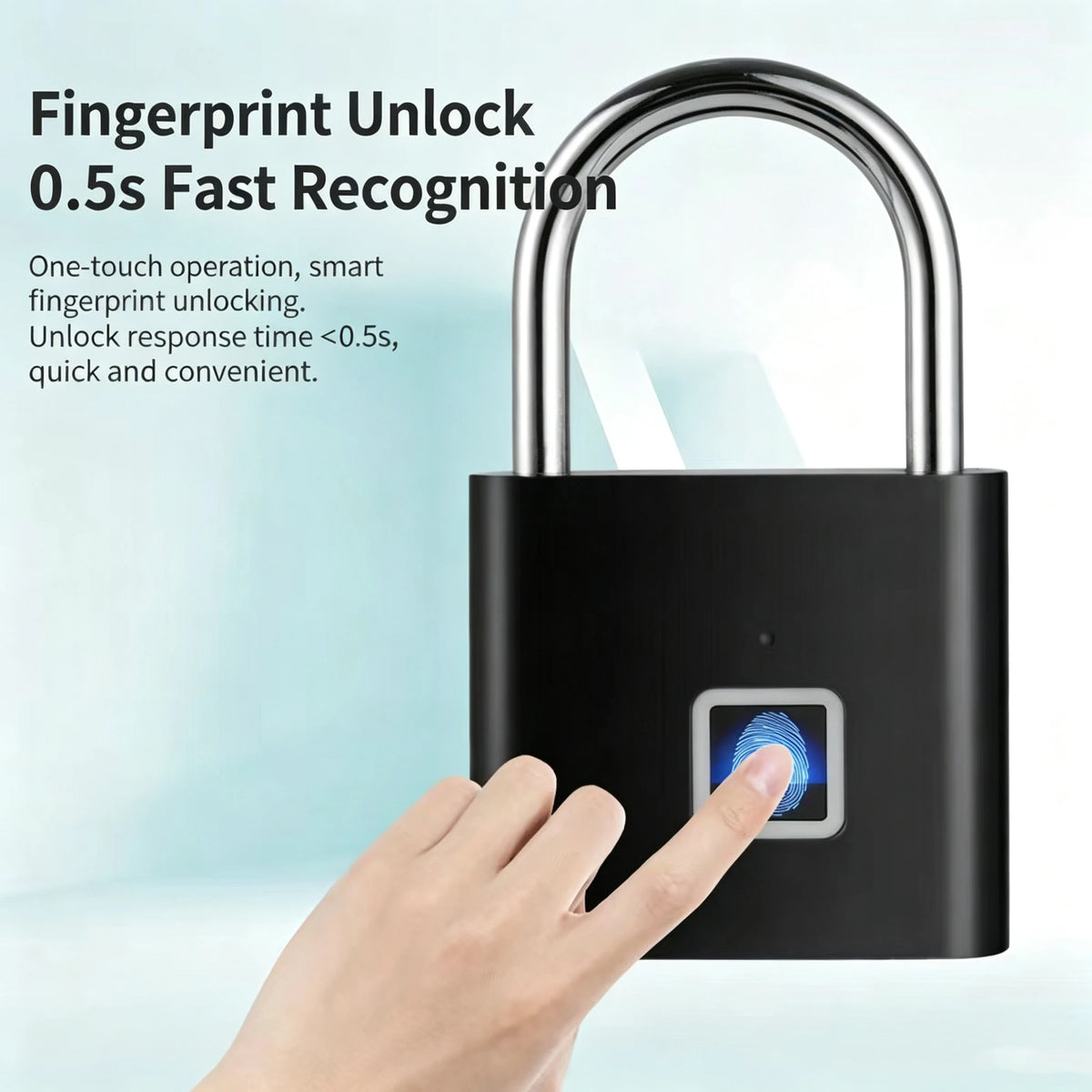 Smart Fingerprint Padlock Waterproof Fingerprint Keyless Door Lock Type C Rechargeable Security Padlock for House