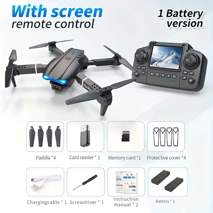 2026 Upgraded E99 PRO MAX Foldable Drone with Dual Camera 4K HD, Screen Remote Control, 2 Batteries 40Min Flight Time, One Key Return, LED Lights, Mini RC Quadcopter for Adults Beginners, Black Friday Christmas Gift