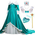 Rosalina Princess Fancy Dress The Galaxy Movie Kids Girls Role play Silk trailing Long Dress Costume Halloween Party Outfits