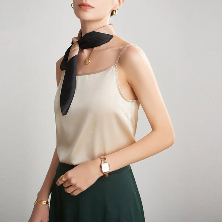 Basic Womens Mulberry Silk Tank Tops for Ladies Real Silk Camisole with Adjustable Straps