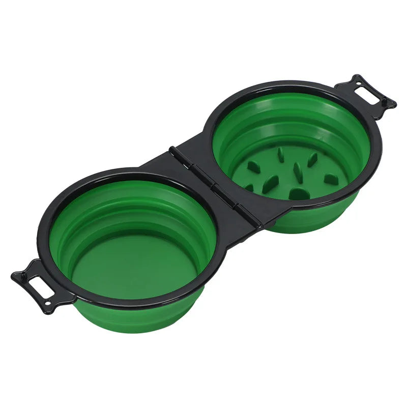 1-piece 2-in-1 Foldable Dual Bowl Feeding Bowl Portable Outdoor Travel Dog Cat Drinking Bowl Pet Supplies Outdoor Feeding Water
