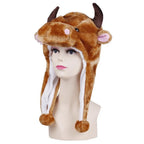 Fashionable Children's Winter Hat Plush Tiger Head Design Scarf Neck Protection Halloween Performance Cap Kids Warm Cozy Hat