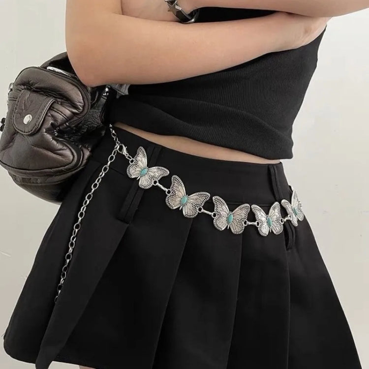 Retro Ethnic Style Waist Chain Metal Silver Bohemian Versatile Belt Dress Decoration Sweater Chain