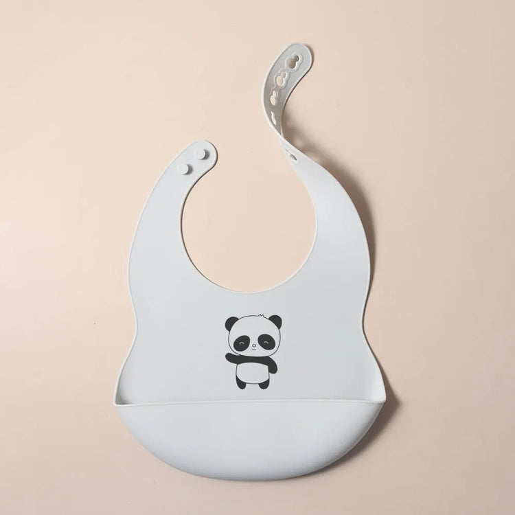 Custom Silicone Baby Bib with Name & Cartoon Print Pattern Food-Grade Solid Feeding Bib DZ13