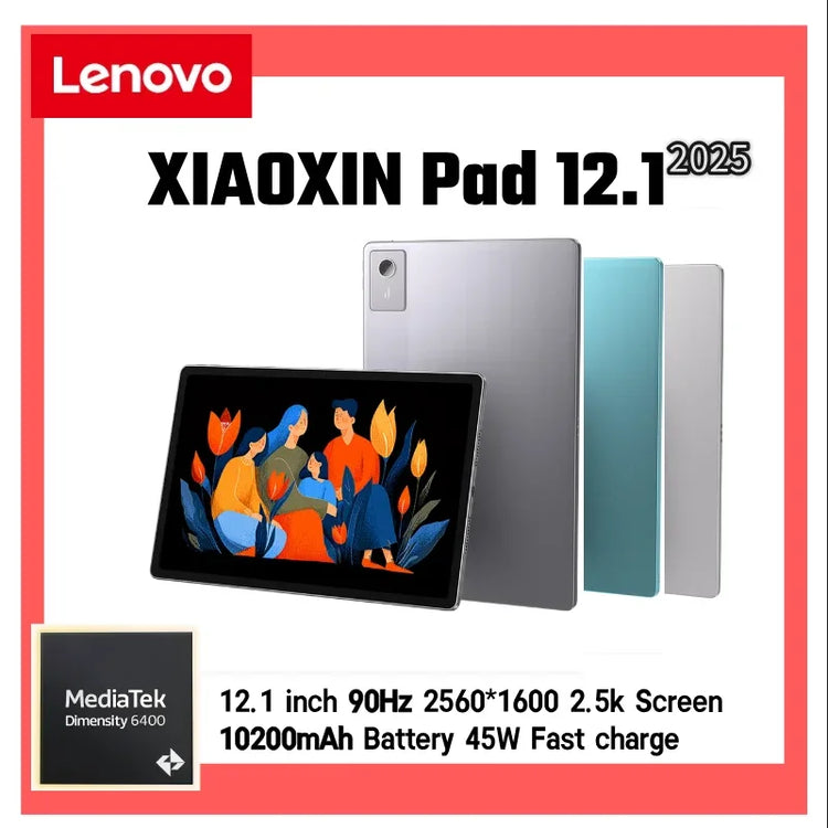 CN version Lenovo Xiaoxin Pad 12.1 2025 Tablet MediaTek Dimensity 6400 12.1 inch 90Hz 10200mAh 45W Charging MTK Wifi Android Pad