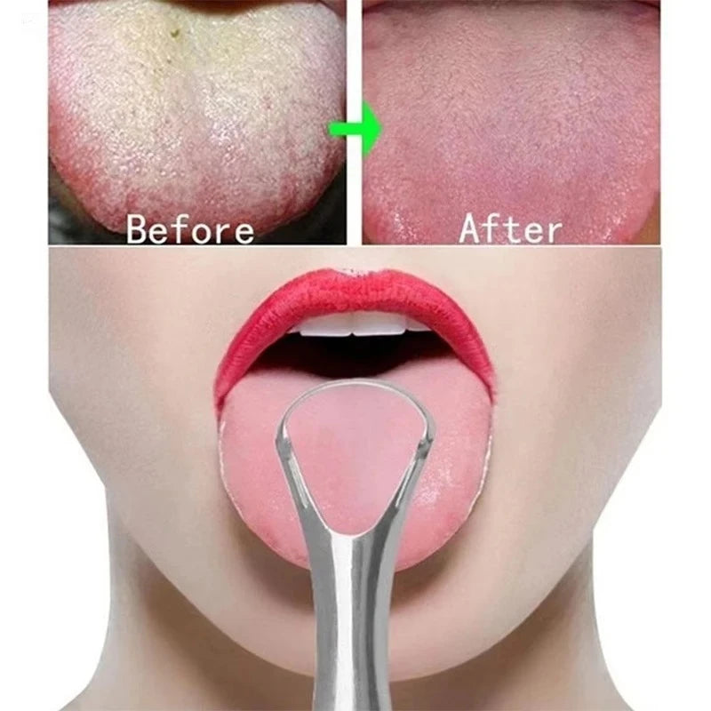 Portable Single‑Layer Stainless Steel Tongue Scraper, Reusable Oral Tongue Cleaner for Tongue Coating Removal and Fresh Breath