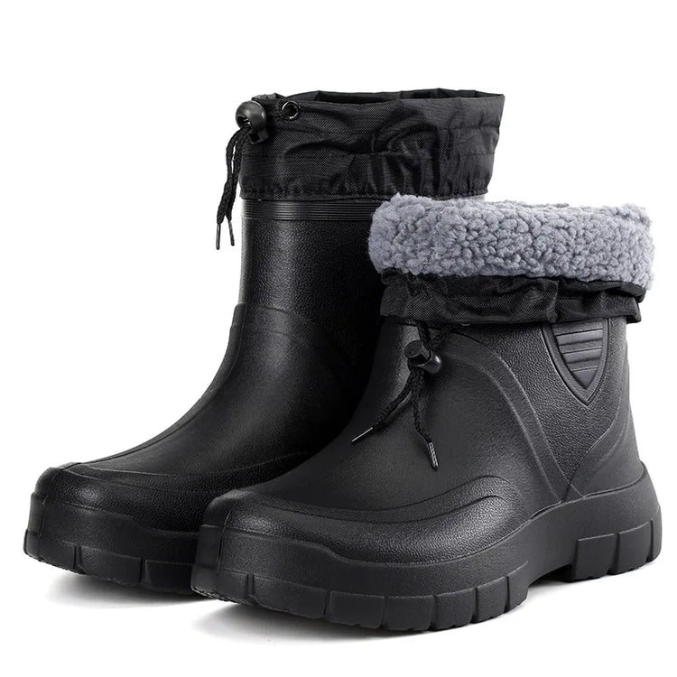 2024 Versatile Men's Rain Boots Waterproof outdoor lightweight shoe Velvet fashion short boot Casual comfort male water shoes