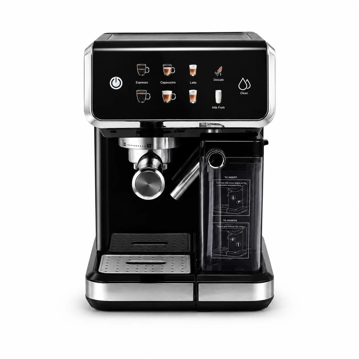 20Bar Espresso Machine, Semi-Automatic Coffee Maker with Milk Frother, Compatible with Capsules & Ground Coffee, Home Coffee Mac