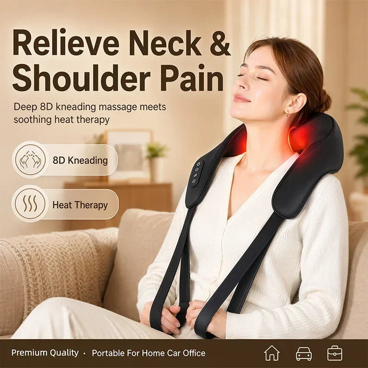 Shiatsu Neck and Shoulder Massager Heated Back Massager U Shape Deep Kneading Electric Massage Pillow For Neck Waist Leg Body