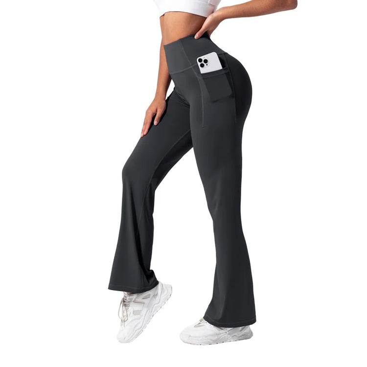 Women High Waist Flare Yoga Pants with Pockets Soft Stretchy Workout Leggings, Casual Athletic Bootcut Pants for Gym Daily Wear