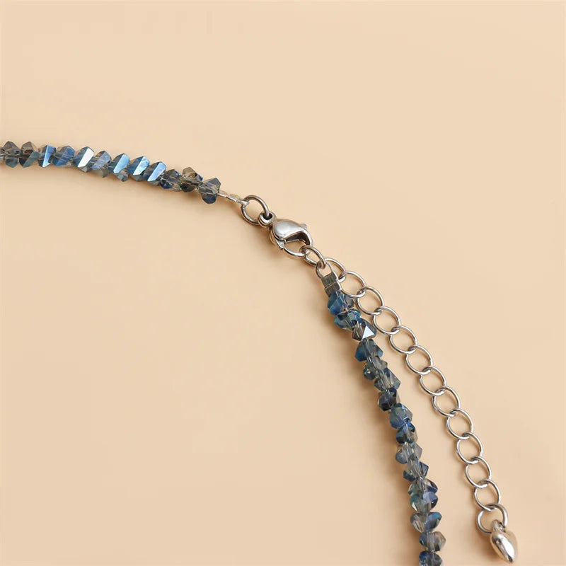 Transparent Crystal Irregular Beaded Choker Necklace for Women Korean Collarbone Clavicle Chain on the Neck Collar Jewelry