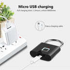 Smart Fingerprint Padlock Waterproof Fingerprint Keyless Door Lock Type C Rechargeable Security Padlock for House