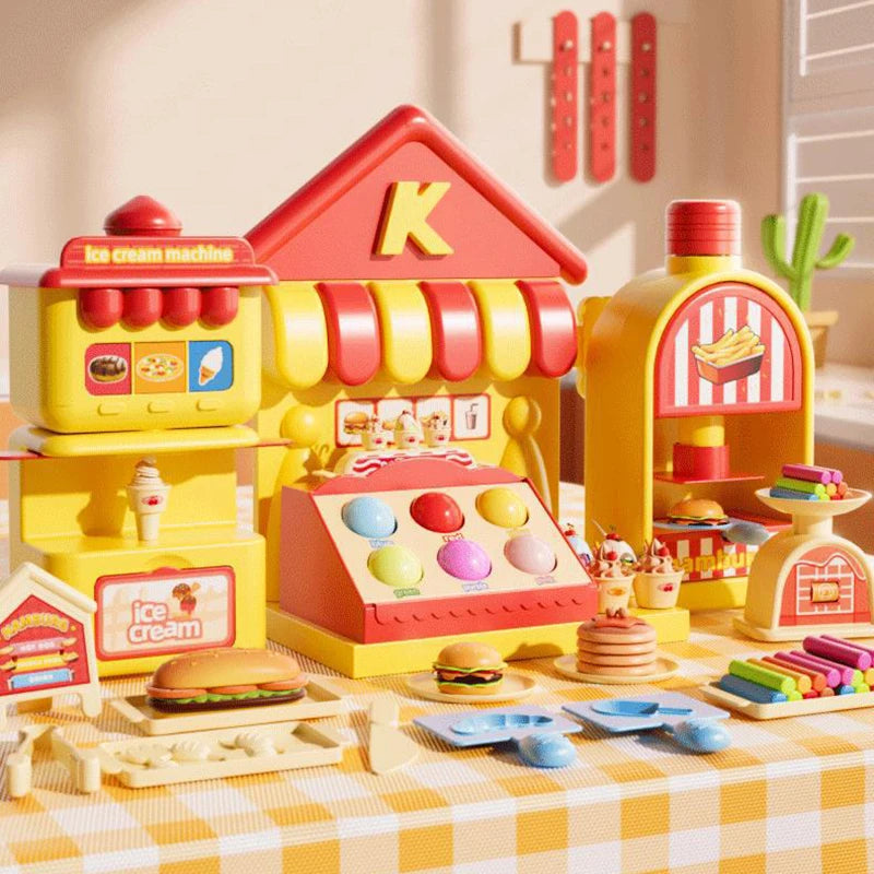 Kids Plasticine Food Make Machine Creative Toy DIY Slime Making Kit Simulation Hamburg Ice Cream Mold Kitchen Toy for Girls Gift