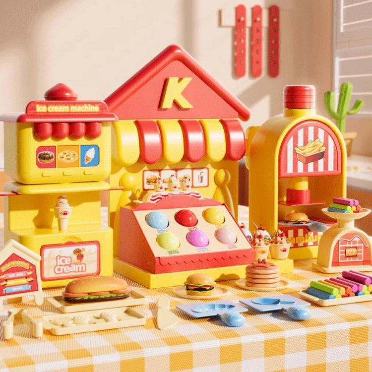 Kids Plasticine Food Make Machine Creative Toy DIY Slime Making Kit Simulation Hamburg Ice Cream Mold Kitchen Toy for Girls Gift