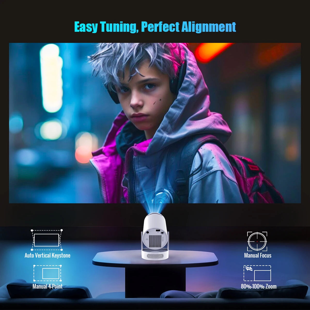 Magcubic Projector Android 14 8K 1280*720P HY300Pro+ Dual Wifi 290ANSI 180°flexible BT5.4 Cinema Outdoor Portable Projector