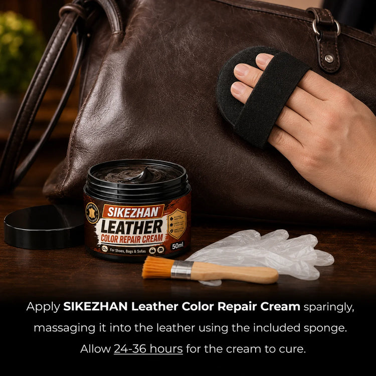 Leather Repair Cream 50ml for Shoes Handbags Sofas Car Seats, Color Restoring Balm with Applicator Brush Sponge Gloves, 4 Shades