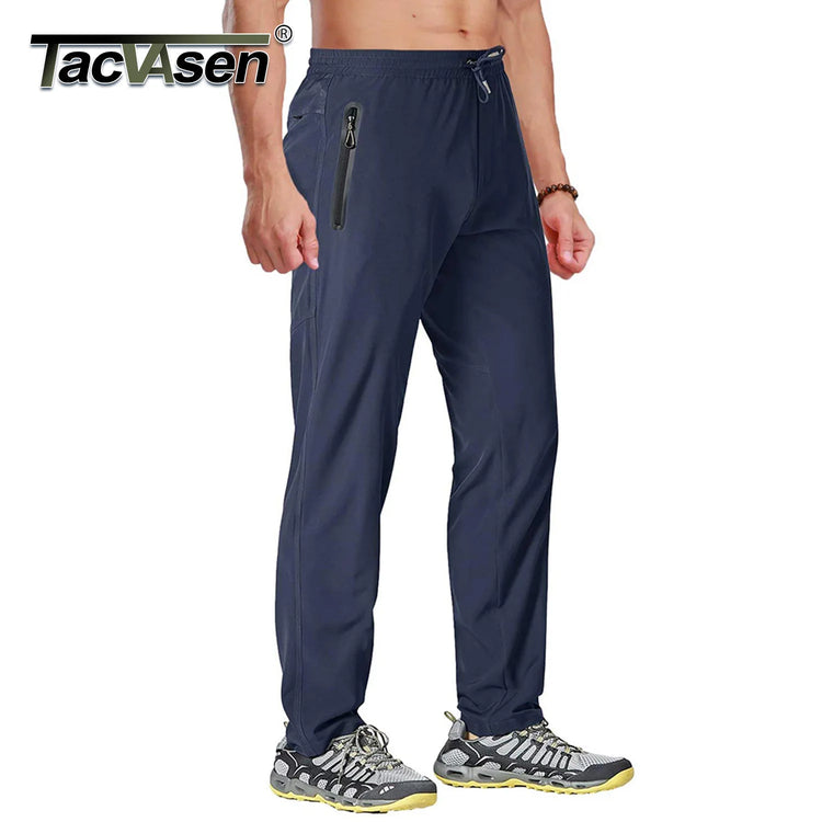 TACVASEN Outdoor Pants Men Quick Dry Straight Running Hiking Pants Elastic Lightweight Yoga Fitness Exercise Sweatpants Joggers