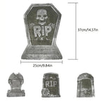 4pcs Halloween Foam RIP Graveyard Tombstone Decor Skeleton Tomb Haunted House Party Prank Prop Yard Outdoor Home Decorations