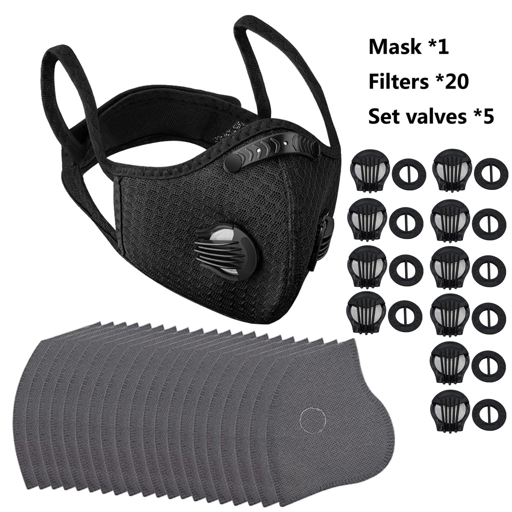 SHIZIWANGRI Cycling Face Mask Sport Washable Reusable with Filter Dust Mask Facemask for Men Bandana Actived Carbon Filters